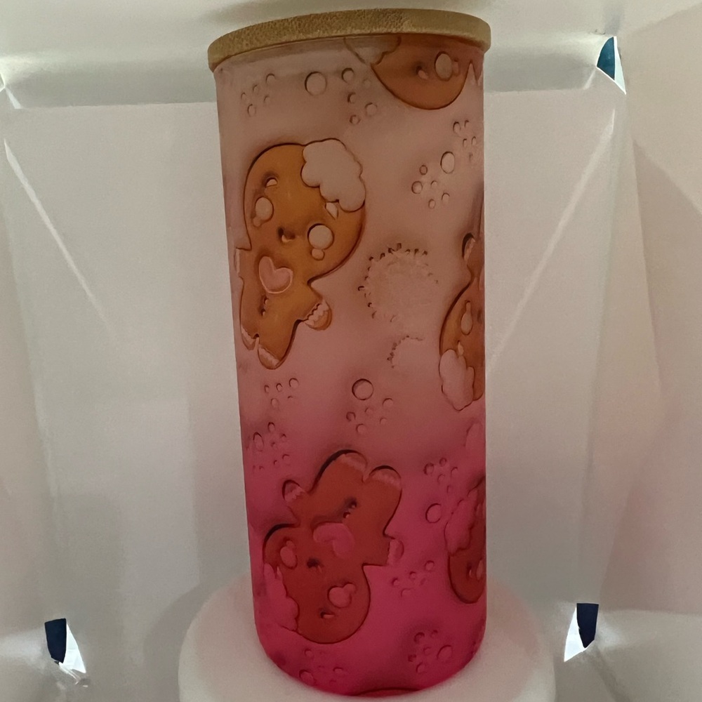 Glass gingerbread man sublimation tumbler